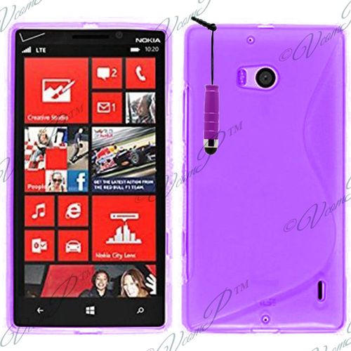 Coque Silicone Pour Nokia Lumia 930 Gel Motif S Au Dos - Violet + Mini Stylet