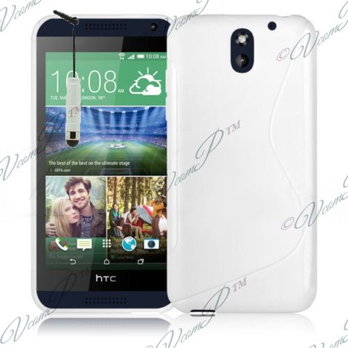 Coque Silicone Pour Htc Desire 610 Gel Motif S Au Dos - Blanc + Mini Stylet