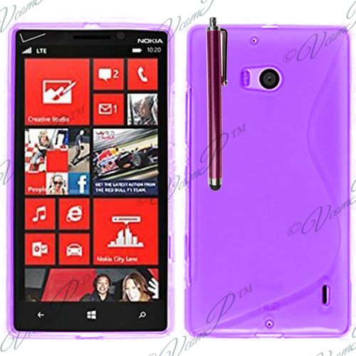 Coque Silicone Pour Nokia Lumia 930 Gel Motif S Au Dos - Violet + Stylet