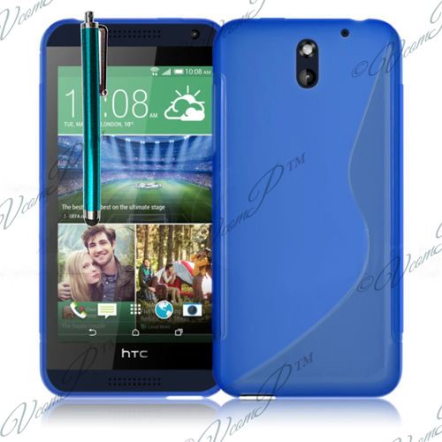 Htc Desire 610 Coque Housse Etui Pochette S Silicone Gel Bleu + Stylet