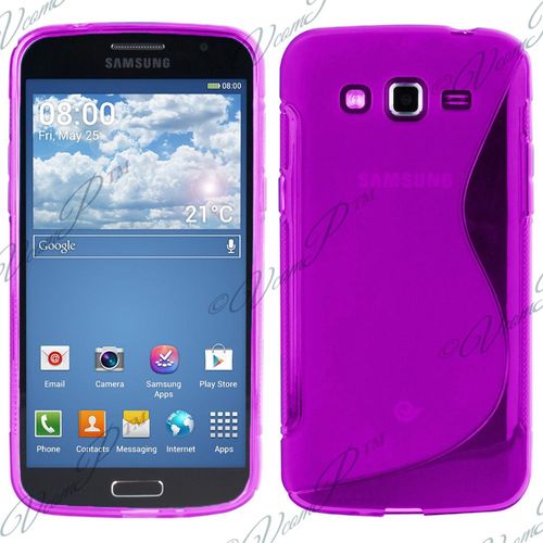 Coque Silicone Pour Samsung Galaxy Grand 2 5.25" Gel Motif S Au Dos - Violet