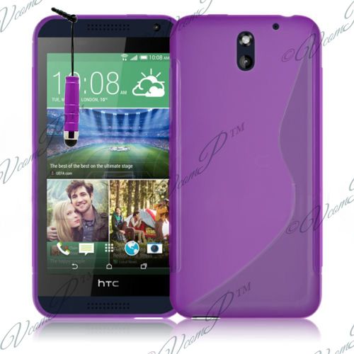 Coque Silicone Pour Htc Desire 610 Gel Motif S Au Dos - Violet + Mini Stylet