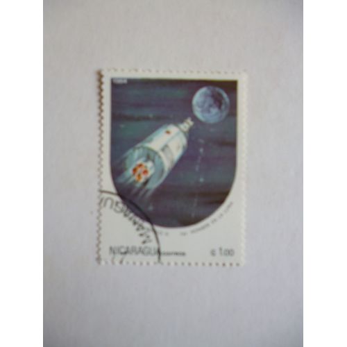 Timbre "Nicaragua:1984:Apollo 2:Premier Homme Sur La Lune".
