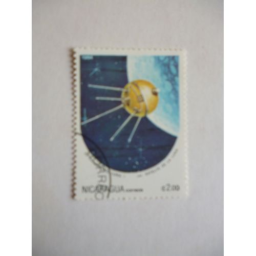 Timbre "Nicaragua 1984 :25 Ème Anniversaire De Luna I:Premier Satellite De La Lune".
