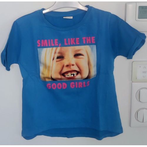 T-Shirt Bleu Smile Zara - T5 Ans