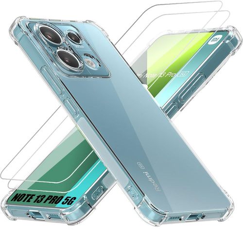 Coque Silicone Pour Xiaomi Redmi Note 13 Pro 5g (Pas Pour 4g) Transparent Antichoc + 2 Verres Trempés Protection - E.F.Connection