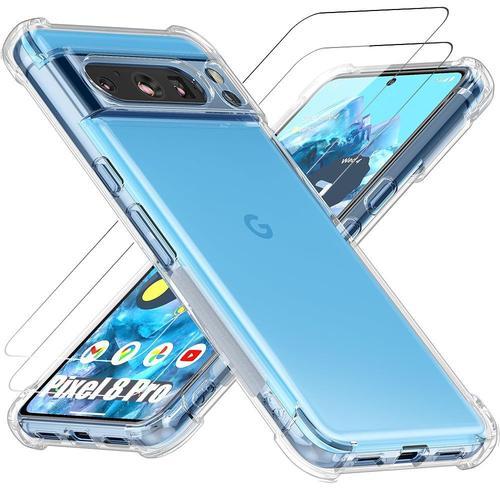 Coque Pour Google Pixel 8 Pro - Tpu Antichoc Transparente + 2 Verres Trempés Vitre Protection - E.F.Connection