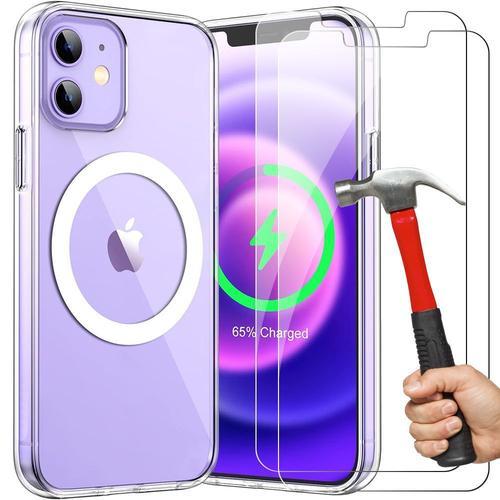 Coque Pour Iphone 12 Mini Avec Cercle Magnétique + 2 Verres Trempés Transparents - E.F.Connection