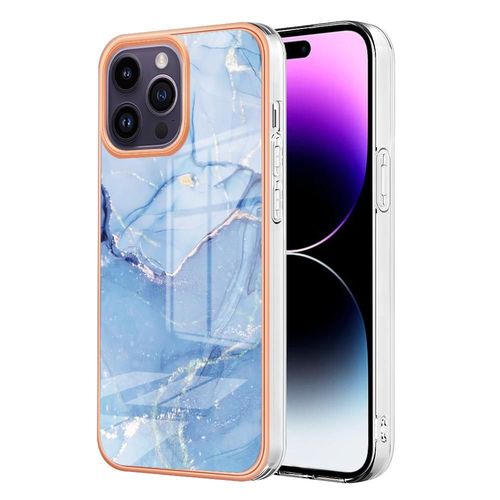 Compatible Avec Le Cas D'iphone 15 Pro Max Pare-Chocs Antichoc Tpu Marbre Silicone - Bleu