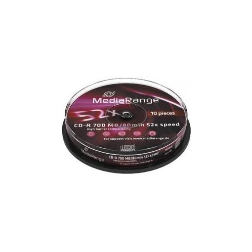 CD-R MediaRange 700 Mo / 80 Min - Vitesse 52x, Surface Imprimable Jet D'encre - Boîte De 50