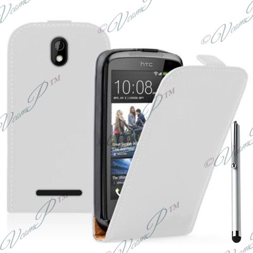 Etui Rabattable Verticale Pour Htc Desire 610 En Cuir Pu - Blanc + Stylet
