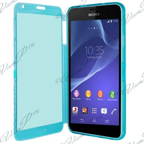 Coque Silicone Pour Sony Xperia Z2 5.2" Gel Livre Rabat - Bleu