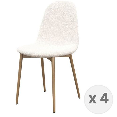Sally-Chaise En Tissu Bouclette Ecru Et Métal Bois (X4)