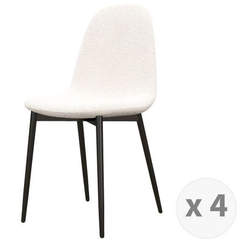 Sally-Chaise En Tissu Bouclette Ecru Et Métal Noir (X4)