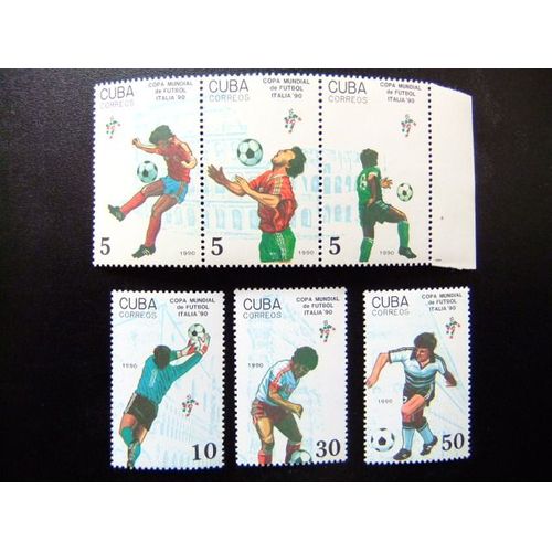 Timbre Cuba 1990 Coupe Du Monde De Football En Italia 90 Fifa Yvert & Tellier N º 3001 / 3006 ** Mnh