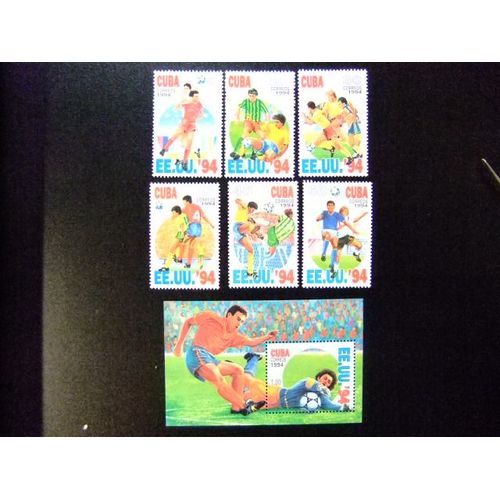 Timbre Cuba 1994 Coupe Du Monde De Football Yvert N º 3345 -3350 + Bf 137 ** Mnh