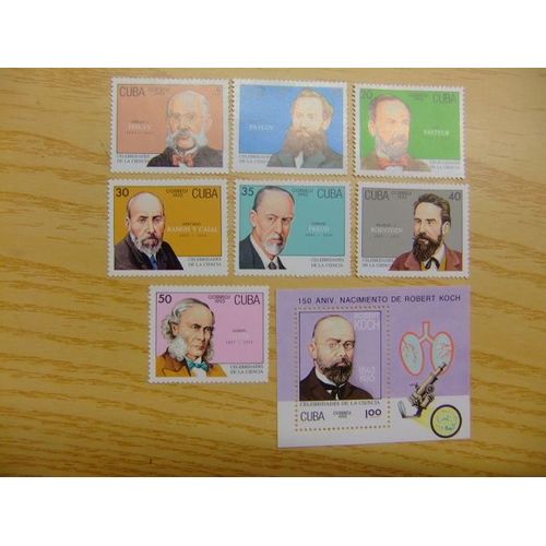 Timbre Cuba 1992 Celebrites De La Science Yvert & Tellier N º 3287 / 3294 ** + Bf 135 ** Mnh