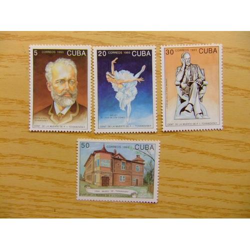 Timbre Cuba 1993 Centenaire De La Mort  (Tchaikovki ) Yvert N º 3329 - 3332 ** Mnh 