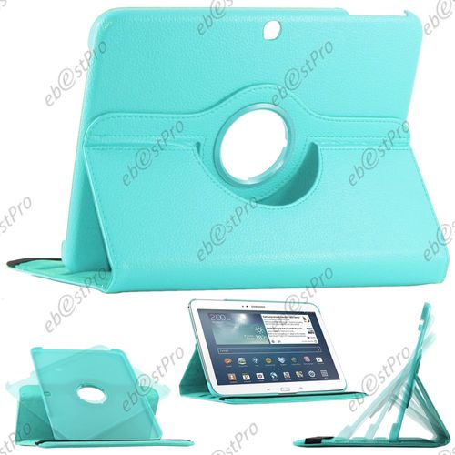 Ebeststar ® Housse Coque Etui Pu Cuir Rotatif Support Rotation 360° + Film Pour Samsung Galaxy Tab 3 10.1 Gt-P5210 / 10 Pouces P5200 P5220, Couleur Bleu