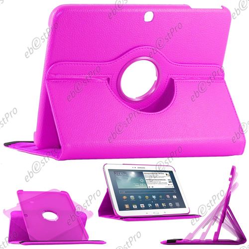 Ebeststar ® Housse Coque Etui Pu Cuir Rotatif Support Rotation 360° + Film Pour Samsung Galaxy Tab 3 10.1 Gt-P5210 / 10 Pouces P5200 P5220, Couleur Violet