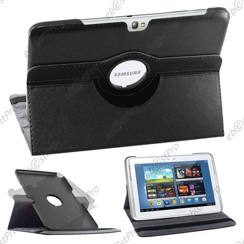 Ebeststar ® Housse Coque Etui Pu Cuir Rotatif Support Rotation 360° + Film Pour Samsung Galaxy Note 10.1 N8000 / N8010, Couleur Noir