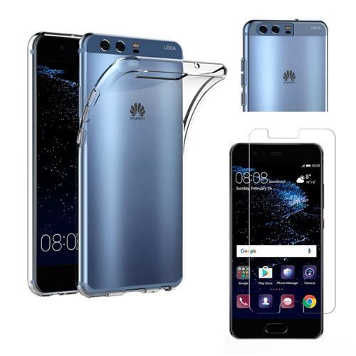 Hqselection® Coque Pour Huawei P10 Transparente Silicone En Gel Tpu Souple + 2 Verre Trempé Film Protection Écran - Anti Rayures - Ultra Résistant Dureté 9h