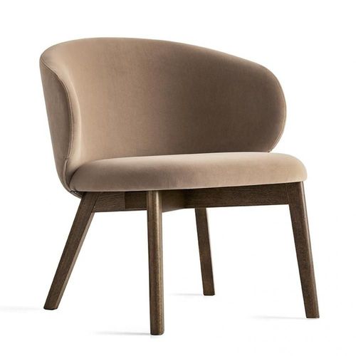 Fauteuil Tuka Structure Bois Tissu Camel