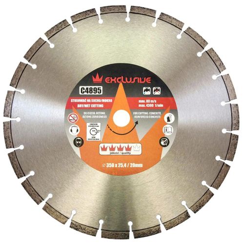 Disque diamant, béton, coupe humide et sèche, 350 mm/25,4 mm, Richmann Exclusive