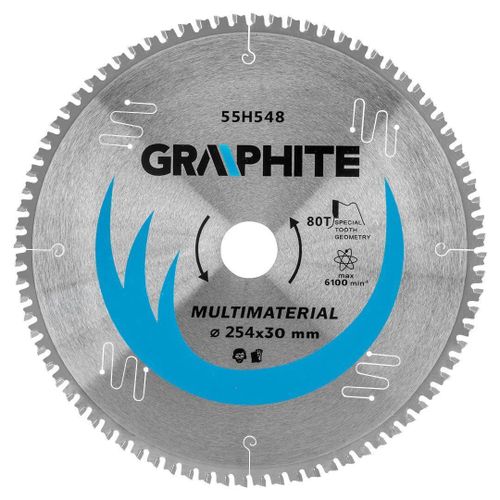 Disque circulaire Vidia, multi-matériaux, 80 dents, 254x30 mm, Graphite