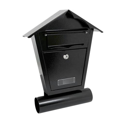 Boîte aux lettres, avec espace pour journal, noir, format B6, 29,5x7,5x37,5 cm, Damech