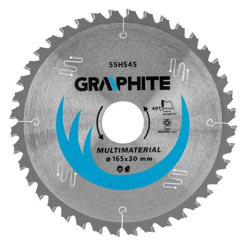 Disque circulaire Vidia, multimatériaux, 40 dents, 165 mm, Graphite