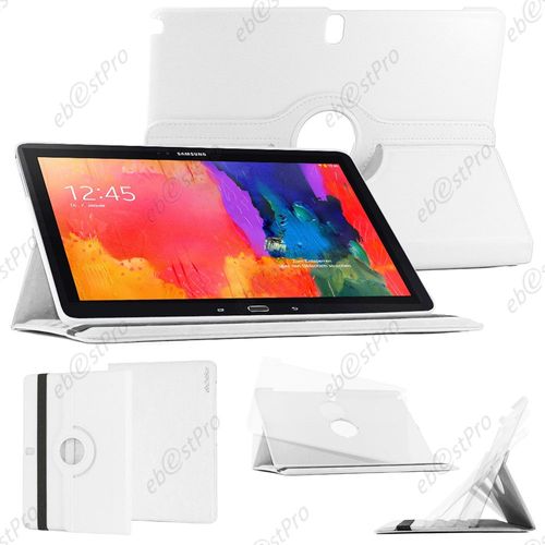 Ebeststar ® Housse Coque Etui Pu Cuir Rotatif Support Rotation 360° + Film Pour Samsung Galaxy Note Pro 12.2 P9000 / Tab Pro 12.2 Sm-T900, Couleur Blanc