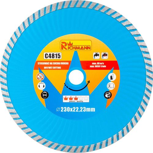 Disque diamanté Turbo, béton, coupe humide et sèche, 230 mm/22,23 mm, Richmann