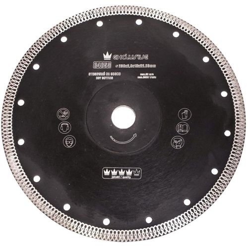 Disque diamant turbo fin, plaques céramiques, coupe humide et sèche, 230 mm/22,23 mm, Richmann Exclusive