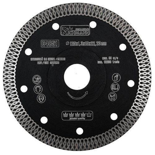 Disque diamant turbo fin, céramique, coupe humide et sèche, 125 mm/22,23 mm, Richmann Exclusive