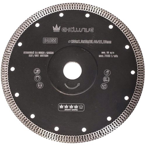 Disque diamant turbo fin, plaques céramiques, coupe humide et sèche, 200 mm/25,4 mm, Richmann Exclusive