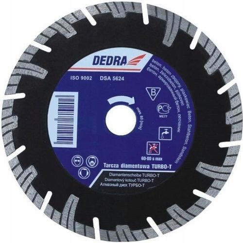 Disque diamant segmenté, béton armé, coupe humide et sèche, 230/25,4 mm, Dedra