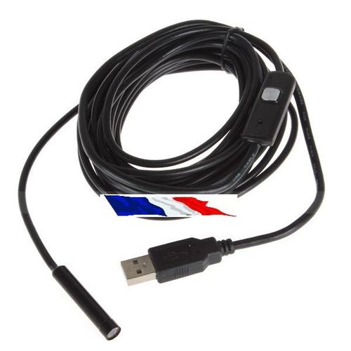 Endoscope USB couleur 7MM- Etanche-Câble de 5M-Mini DV caméra espion-6 LEDS
