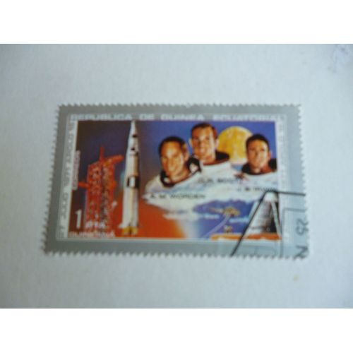 Timbre "Guinée Équatoriale 1971 : 27/07/1971:Apollo 15 :Worden;Scott Et Irving".