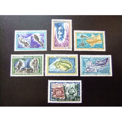 Timbre Monaco 1962 L¿Homme Sous La Mer Yvert & Tellier Nº 591 / 597 ** Mnh 