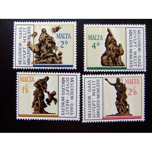 Timbre Malte - Sculpteur Melchior Gafa - Yvert & Tellier Nº 358 / 361 ** Mnh 