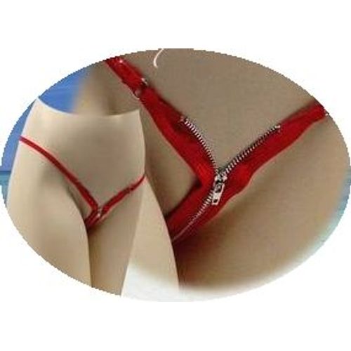 String Noir Rouge Blanc Fermeture Eclair Sexy Femme Erotique Erotic Thong Underwear Woman