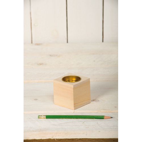 Petit Bougeoir Cubique - Objet Bois - Artémio