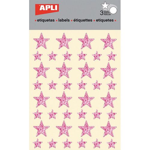 Gommettes Étoile 12 Et 20 Mm - Holographique Rose X 120 - Apli Agipa