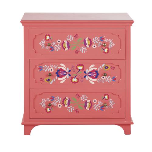 Commode 3 Tiroirs Rose ¿ Motifs Multicolores