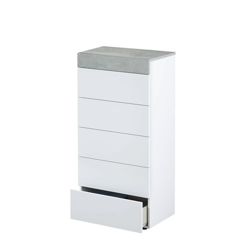 Commode 5 Tiroirs Effet Bois Blanc