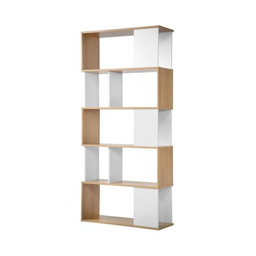 Biblioth¿Que Blanc Et Effet Bois - H173.5 X L80 Cm