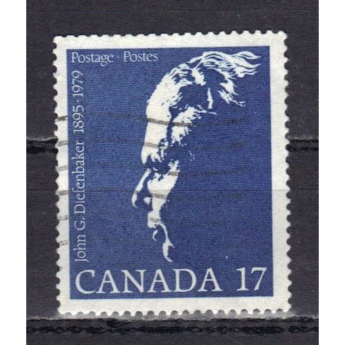 Canada 1980 : Hommage À John G. Diefenbaker (1895-1979), Premier Ministre : Portrait De Profil - Timbre 17 C. Bleu-Gris Et Bleu Oblitéré
