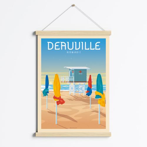 Affiche Deauville France + Cadre Magn¿tique (Bois) 50x70 cm
