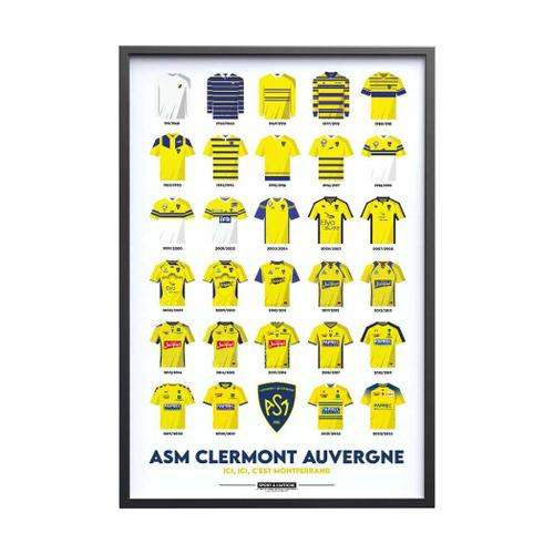 Affiche Rugby - ASM Clermont Auvergne - Maillots Historiques 40x60 cm